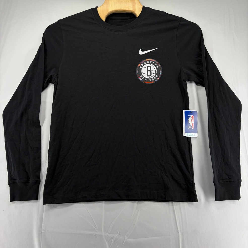 Nike Brooklyn Nets Mens Long Sleeve T-Shirt Black HV5577-010 Size M NBA